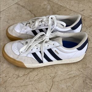 Adidas White and Black Sneakers with Gum Soles